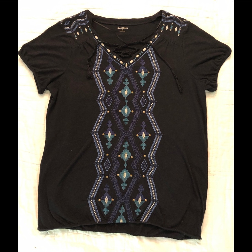 RuffHewn black/blue short sleeve roping tie string